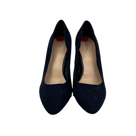 Nine West Blue Suede Pointed Toe Block Heels Size 9 1/2 Women’s - Picture 3 of 9